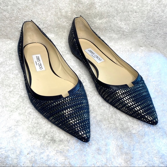 Jimmy Choo Shoes - Jimmy Choo Woven Blue and Metallic Flats 40.5